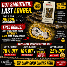 Load image into Gallery viewer, Gold Chainsaw Chain 3/8 .058 – Full &amp; Semi Chisel | Husqvarna