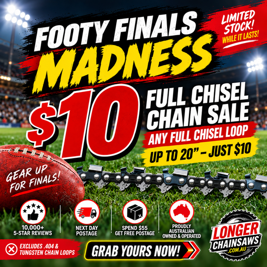 $10 Footy Finals Full Chisel Saw Chain – 3/8LP, .325 & 3/8"